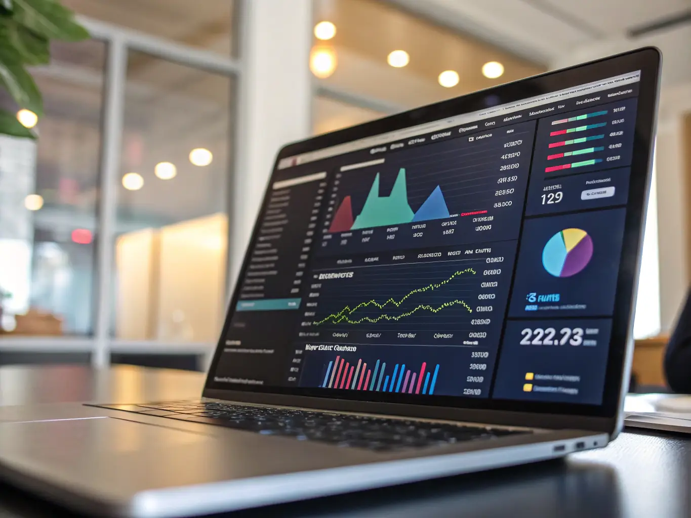 A visually engaging image featuring a dashboard with performance metrics, charts, and graphs, highlighting the effectiveness of performance marketing campaigns.